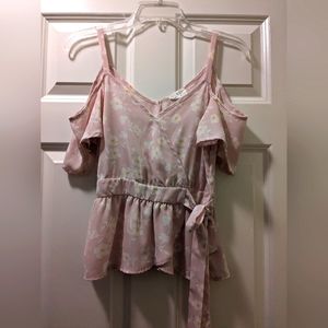 Sienna Sky Cold Shoulder Elastic Waist Flowy Top